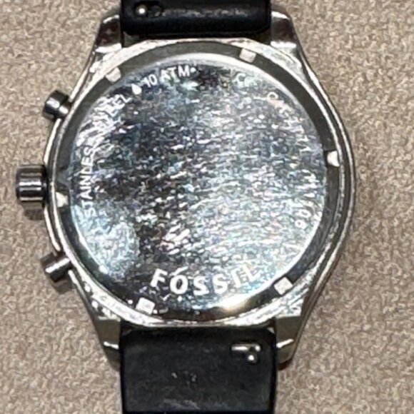 Black Multi-Function Fossil Watch with Black Plastic Band - Picture 3 of 3